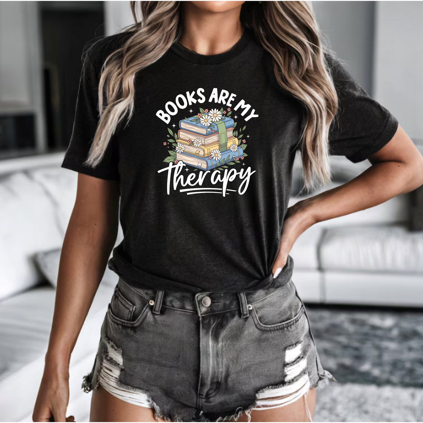 Book Lover Unisex Tee - Books are my therapy