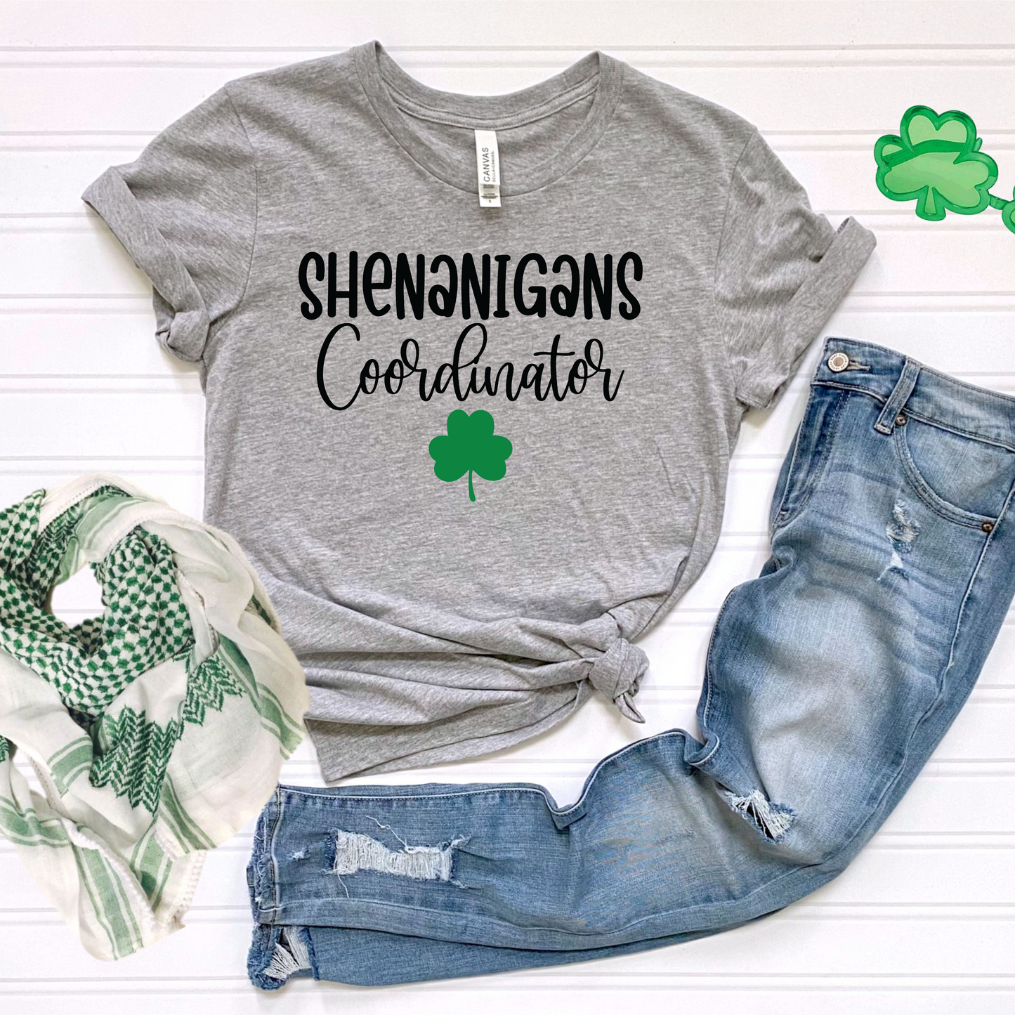 Shenanigans Coordinator Tee with Shamrock Design