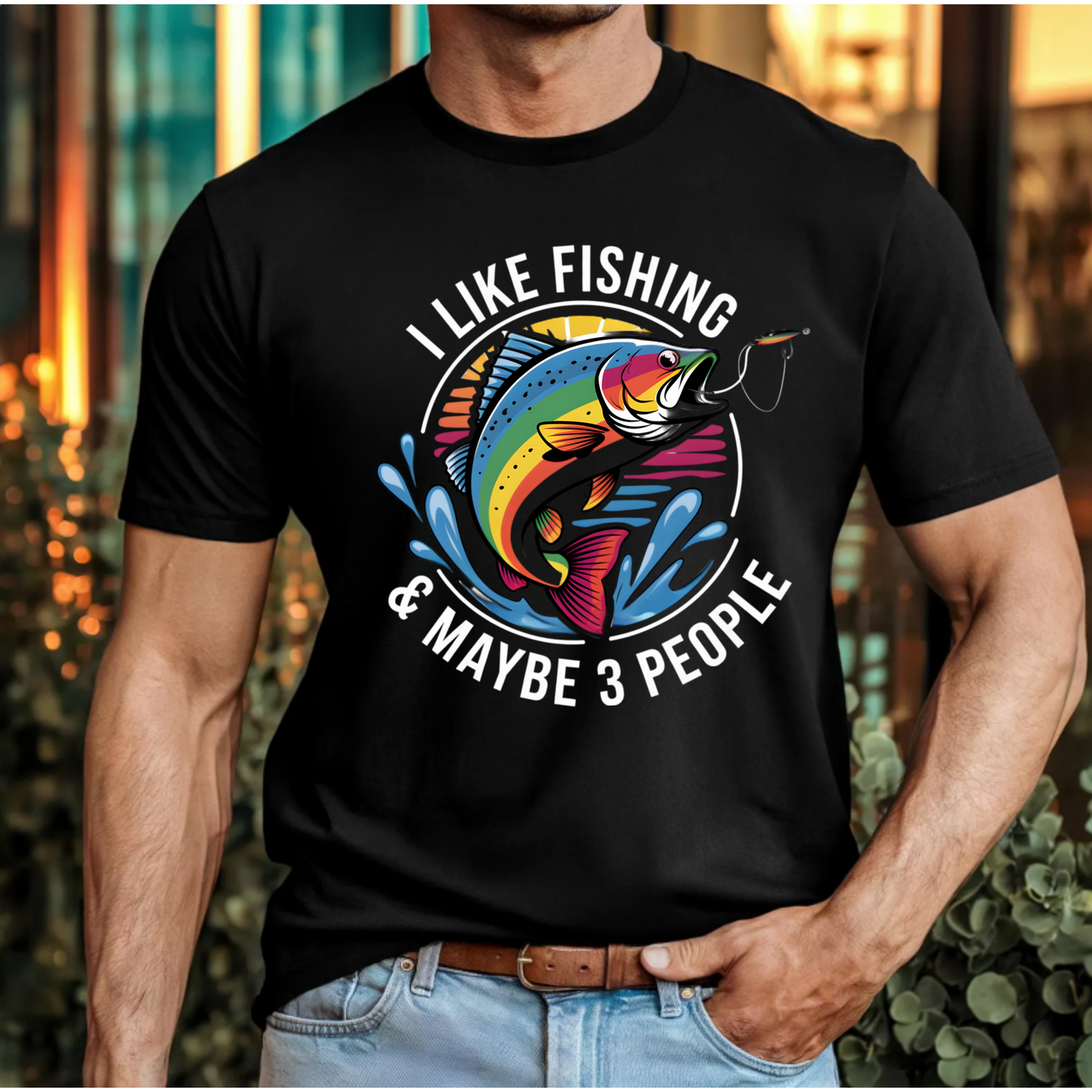 Fishing Lover Unisex Tee - 'I like fishing and about 3 people'