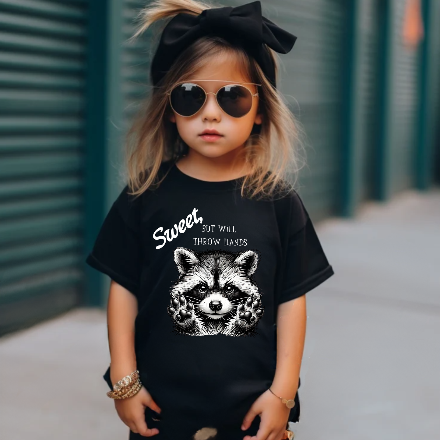 Sweet But Will Throw Hands Raccoon Design