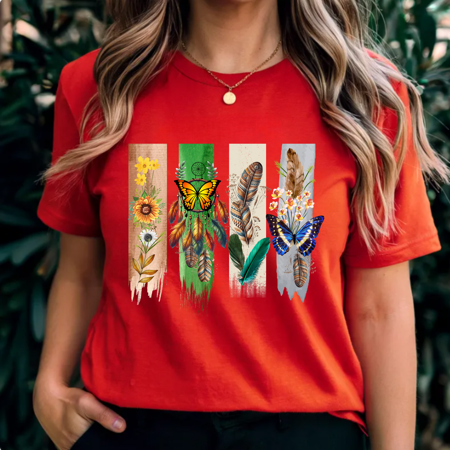 Boho Wildflower and Feather Unisex Tee
