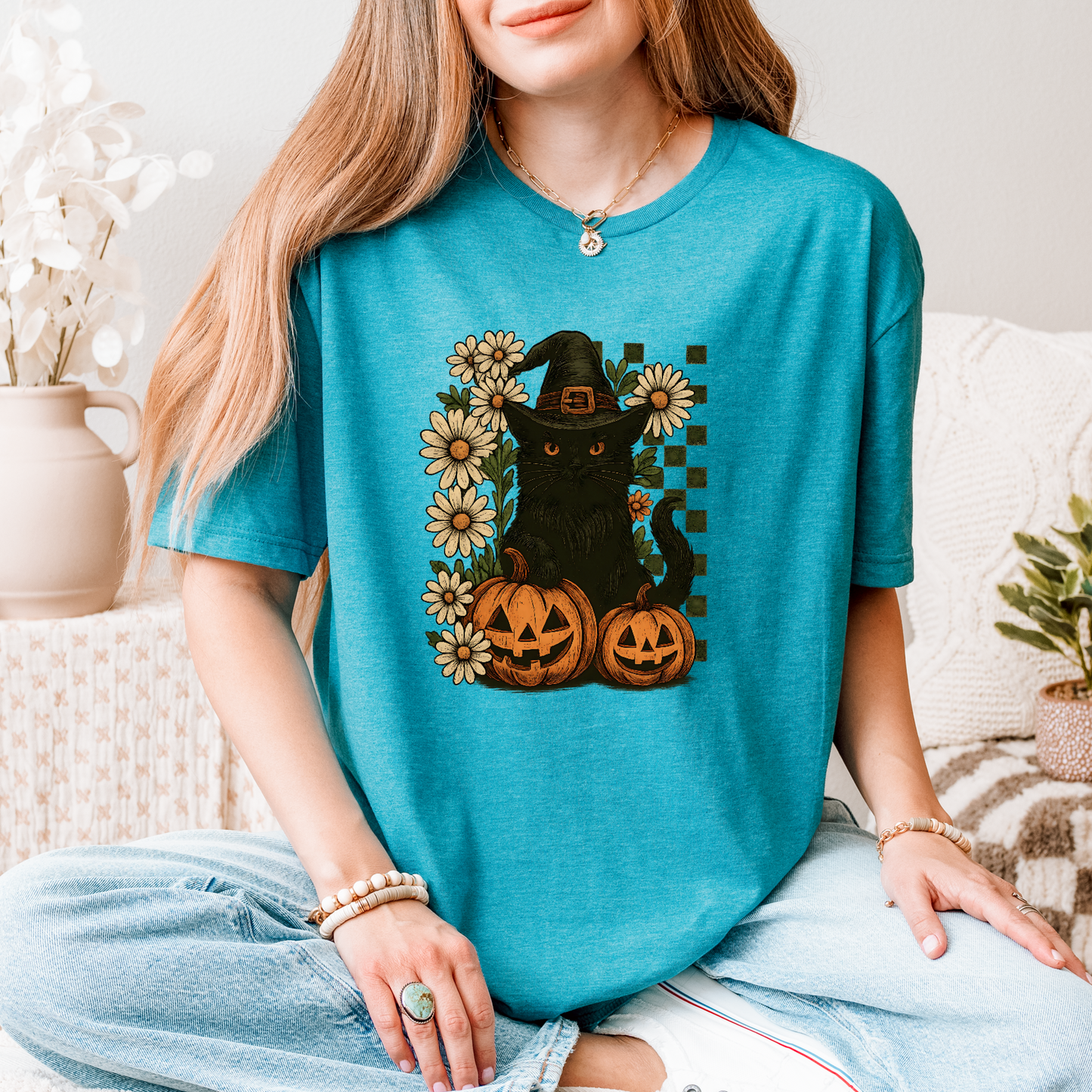 Black Cat and Pumpkins T-Shirt