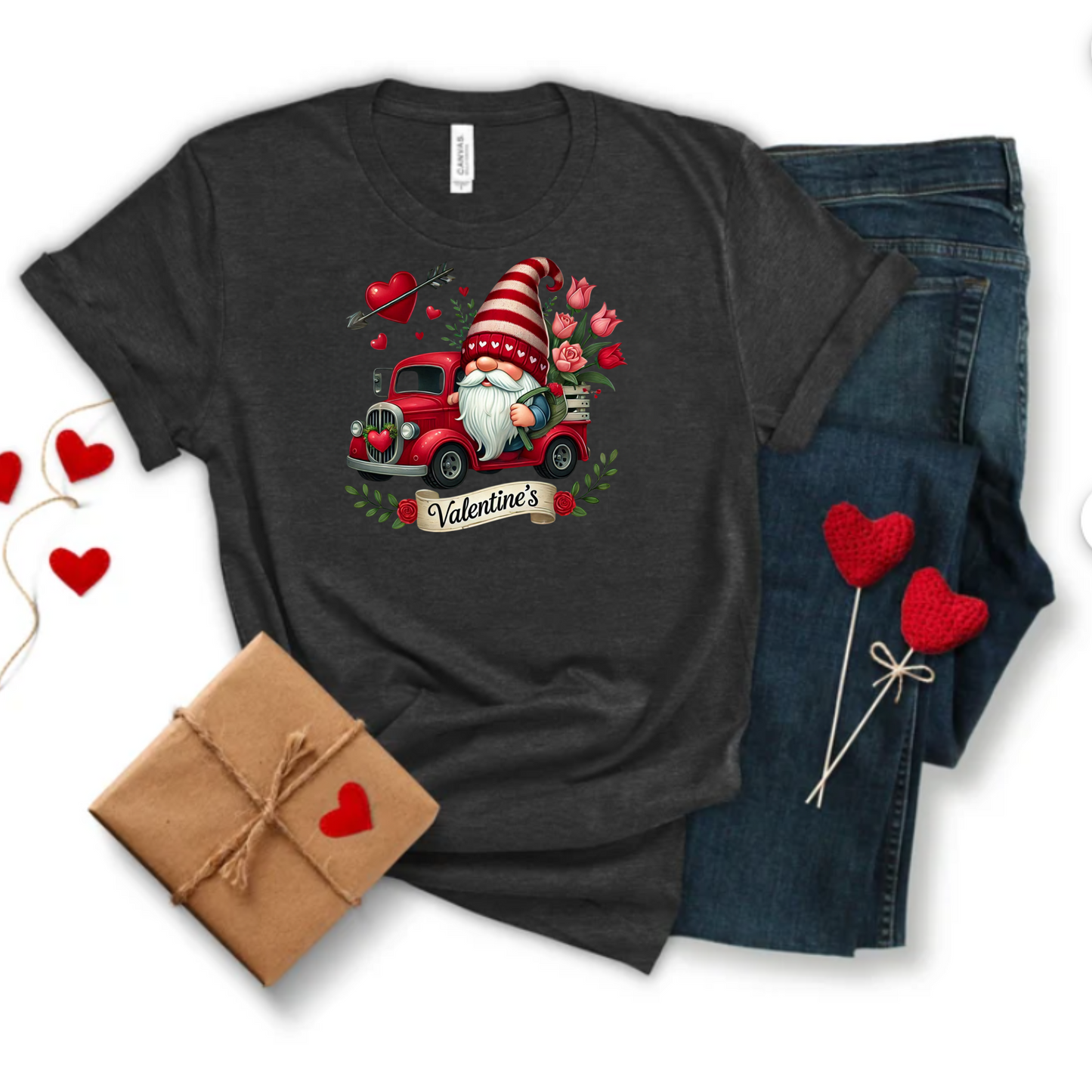 Valentines Day Farm Truck with Gnome