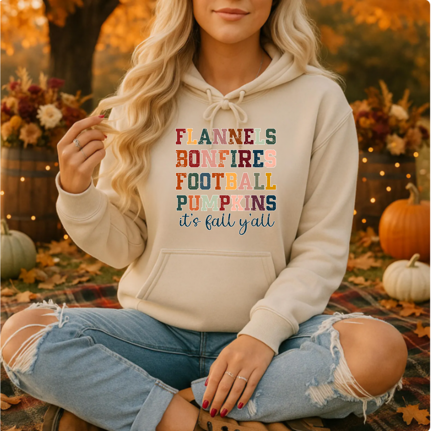 Fall Vibes Hoodie - Flannels, Bonfires, Football, Pumpkins