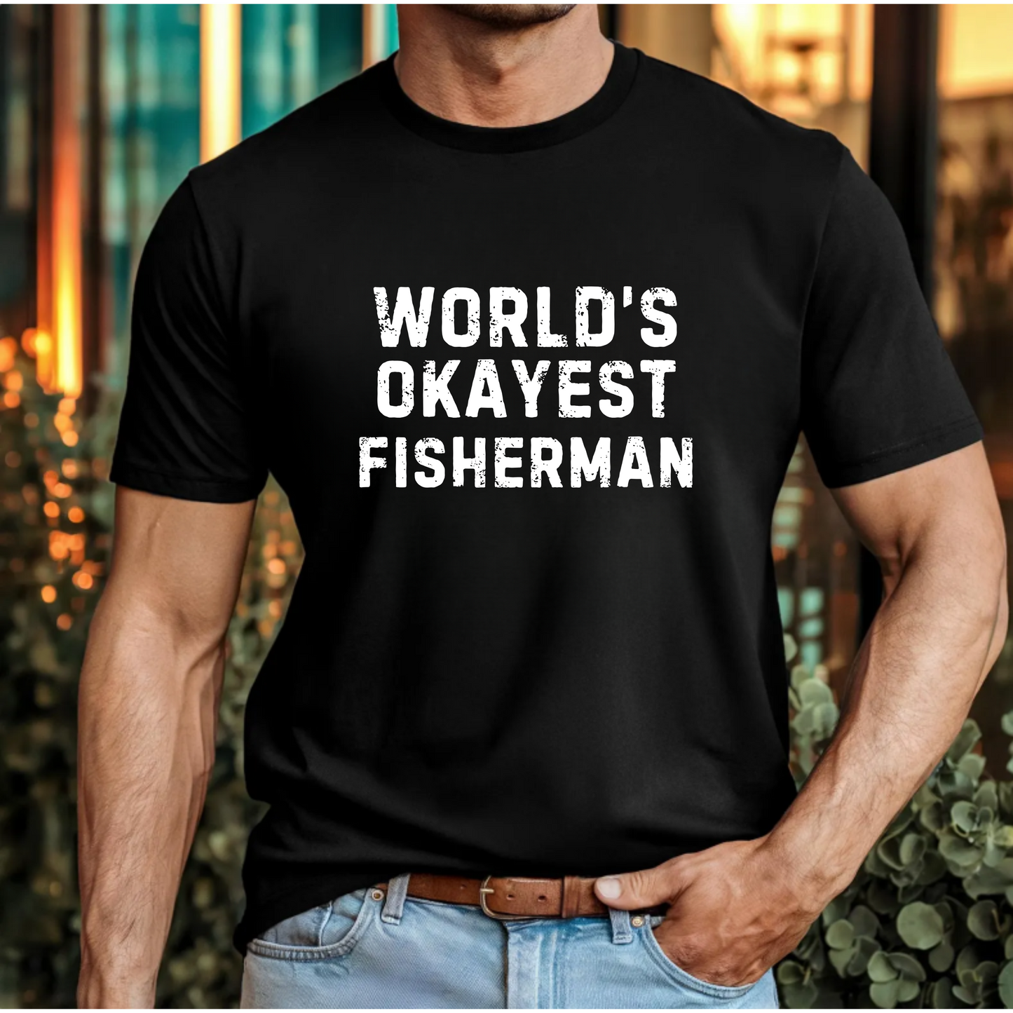 Men's Fishing T-Shirt - World's Okayest Fisherman Tee