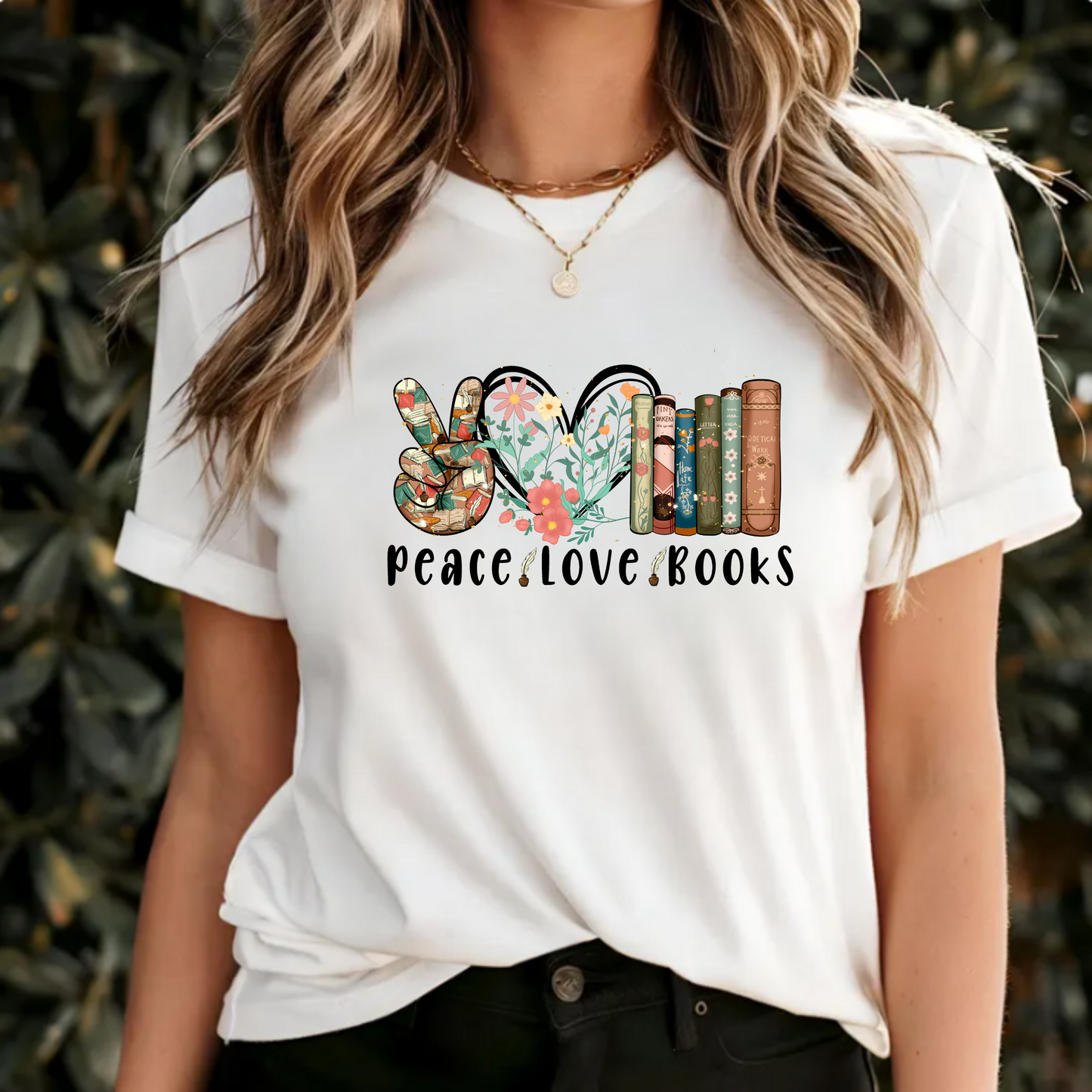 Peace Love Books Unisex Tee