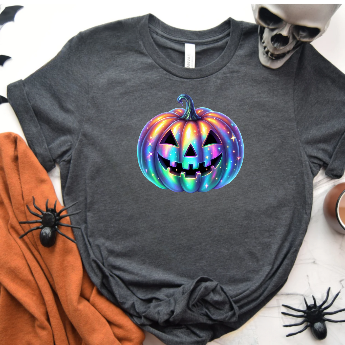 Unisex T-Shirt with Iridescent Pumpkin Design
