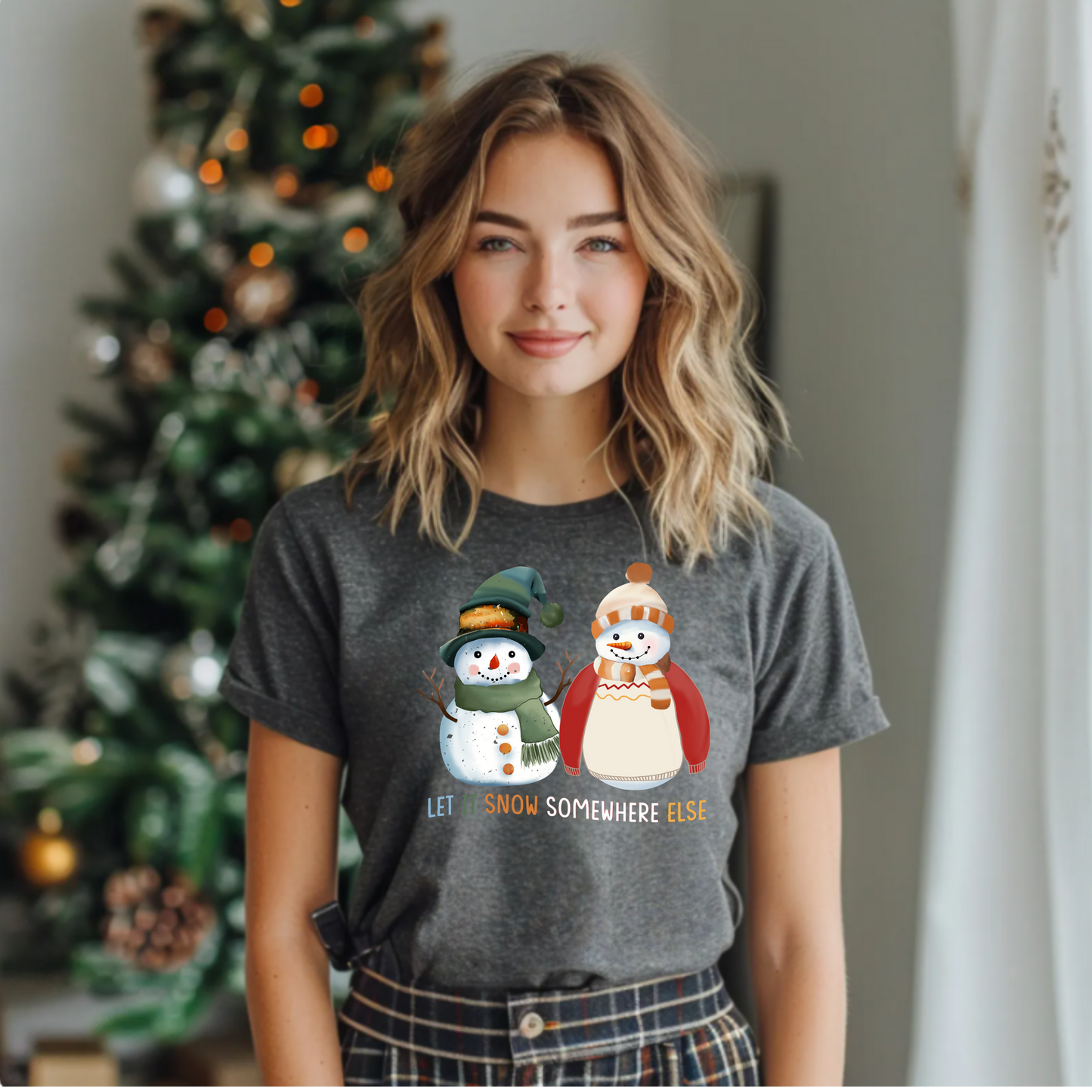 Snowman Unisex T-Shirt - Let It Snow Somewhere Else Design