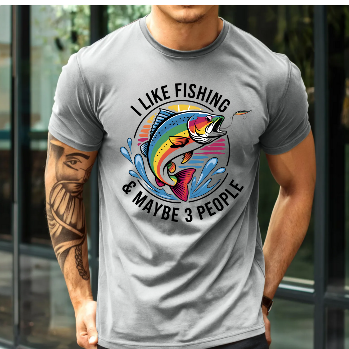 Fishing Lover Unisex Tee - 'I like fishing and about 3 people'