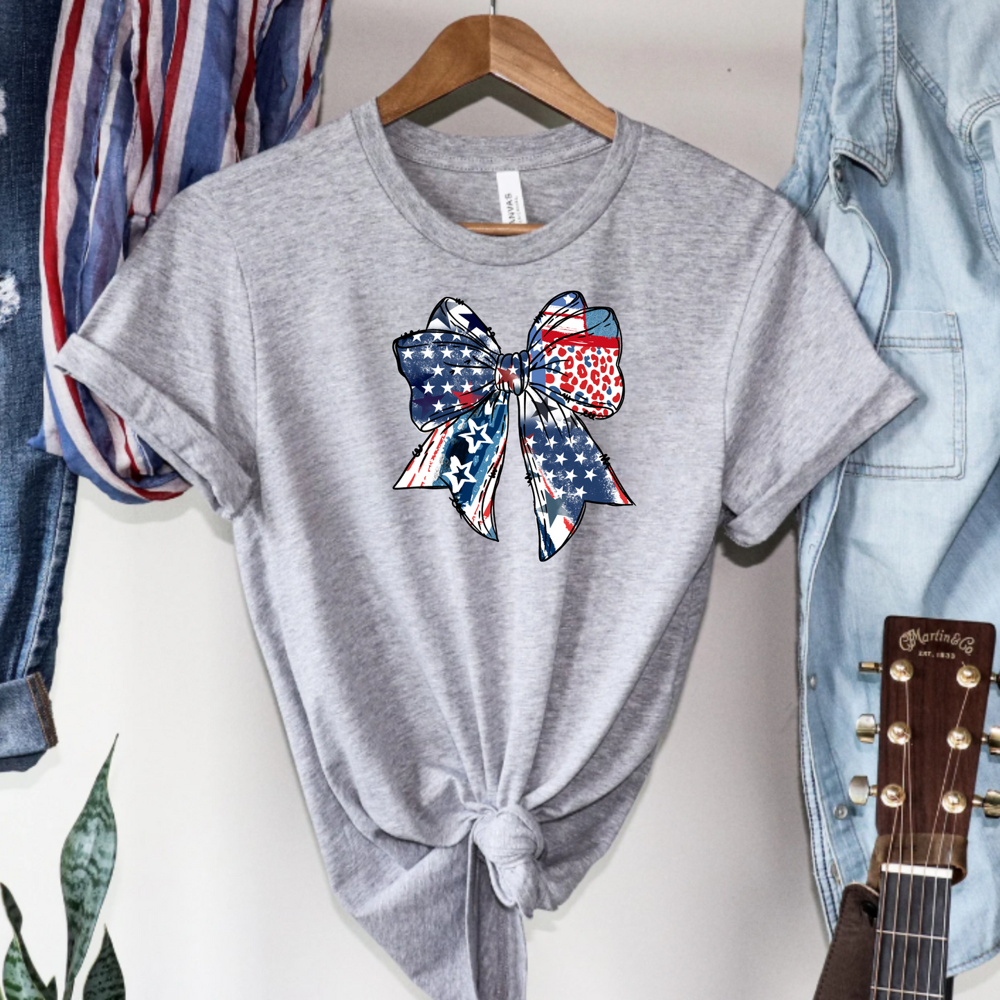 Patriotic Tee with Coquette Bow