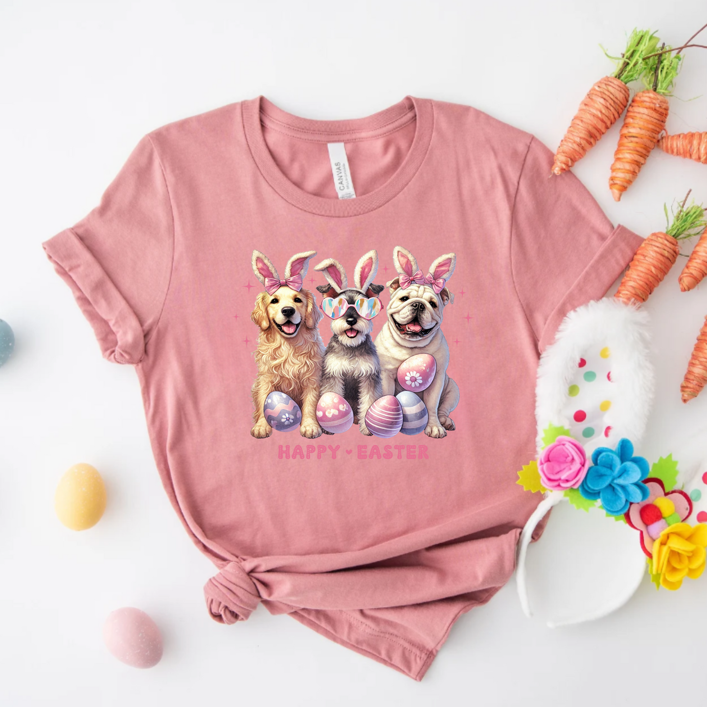 Dog Lover Unisex Tee - Happy Easter Dogs Design