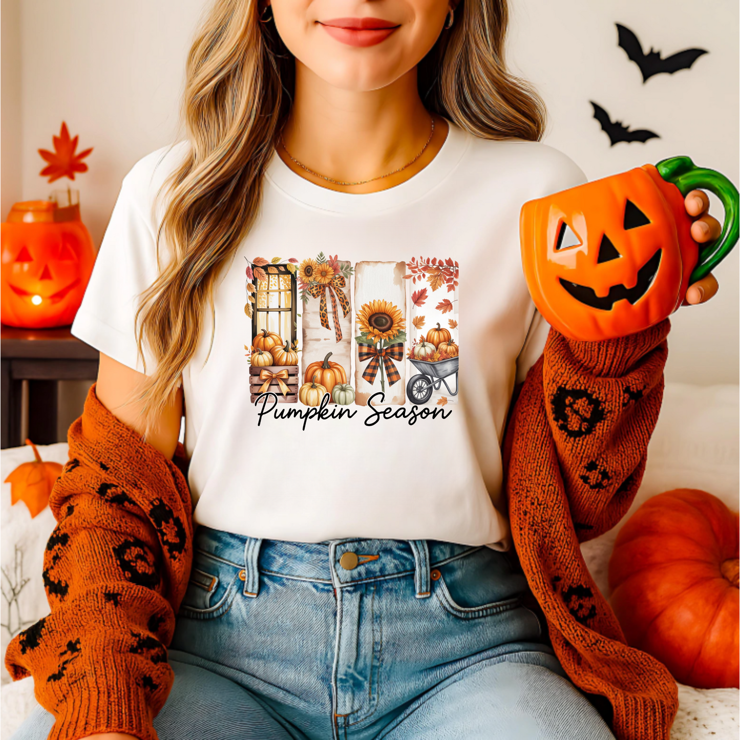 Pumpkin Season Fall paint brush scene png