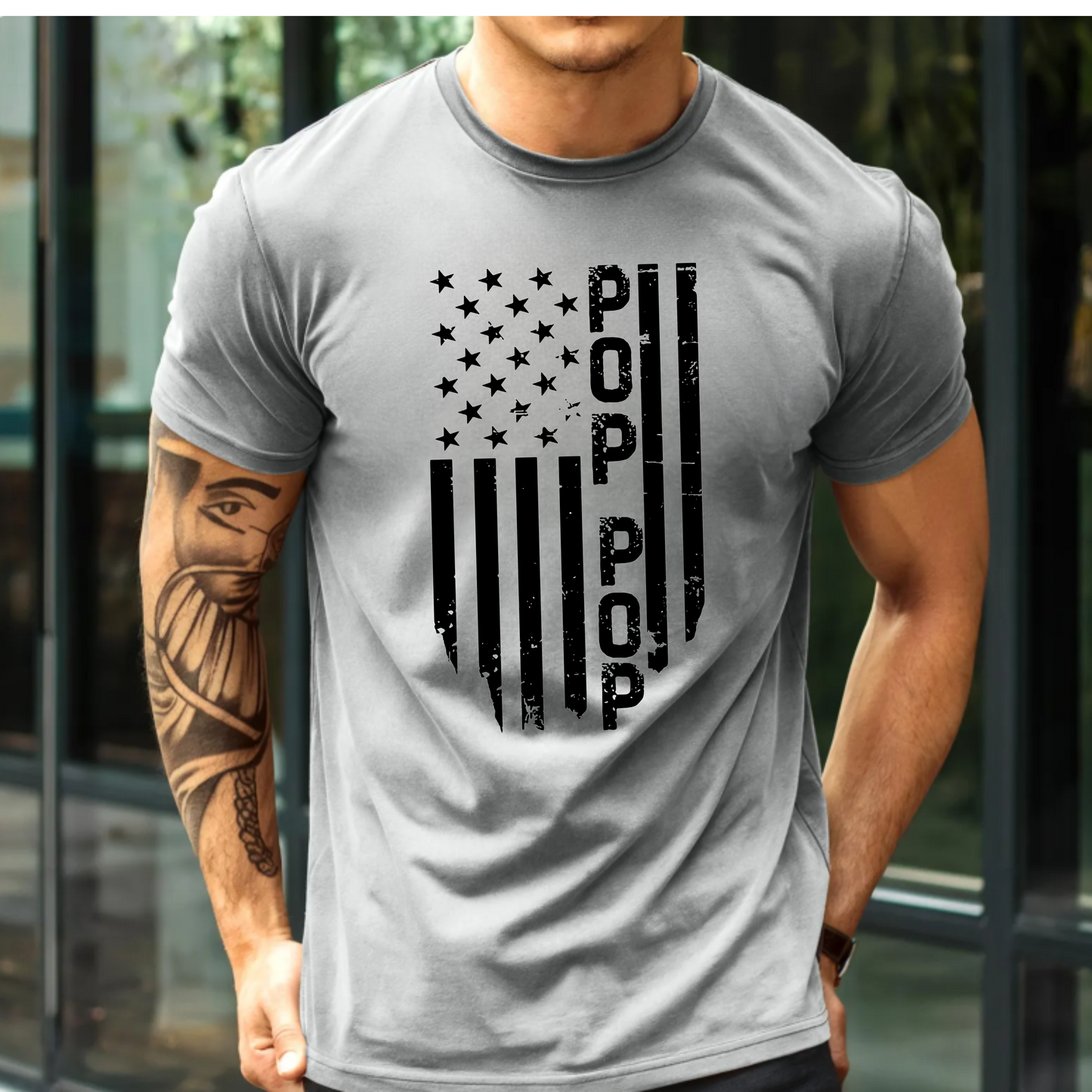 T-shirt - Patriotic Pop Pop and American Flag Design