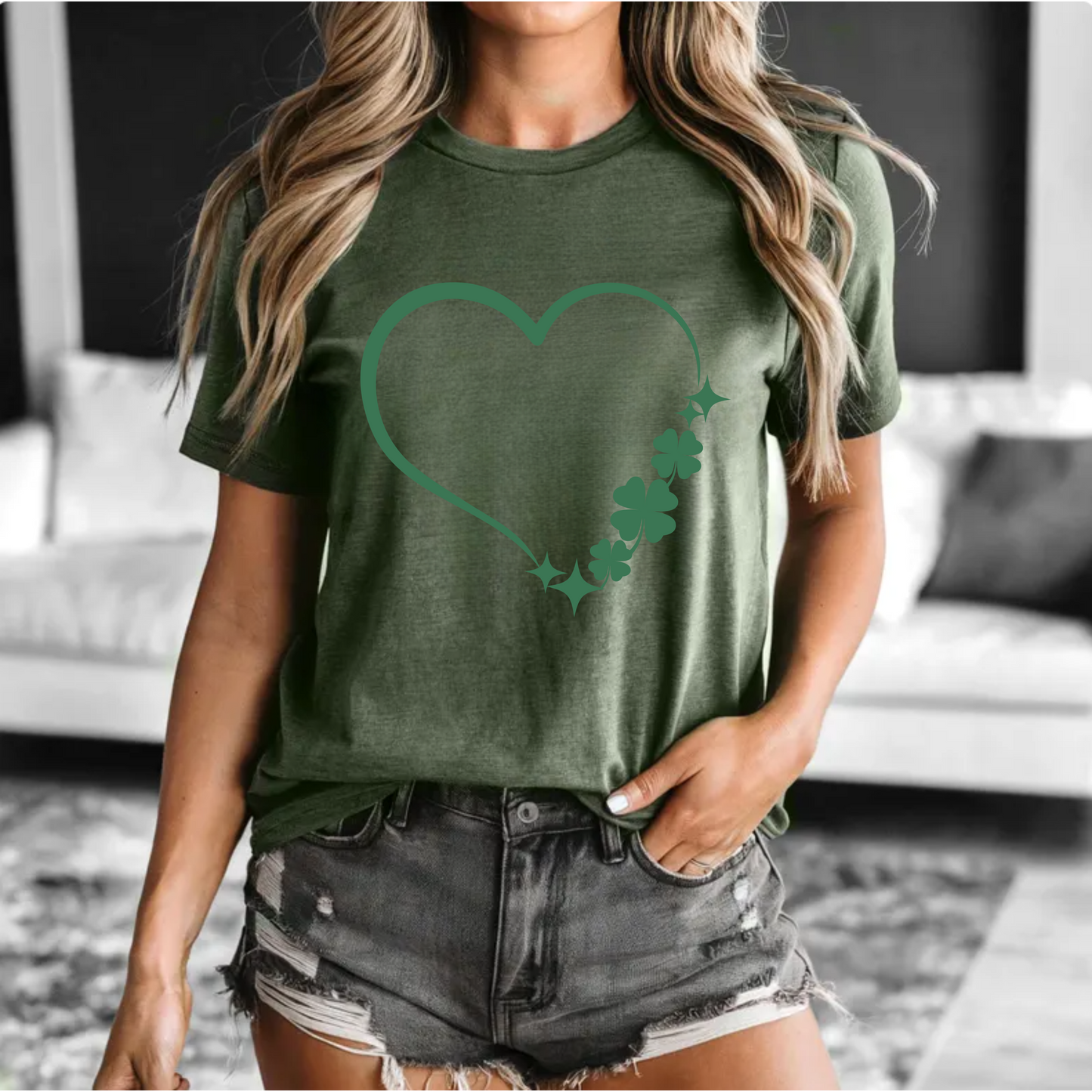 St Patrick's Day Unisex Tee with Shamrock Heart Design
