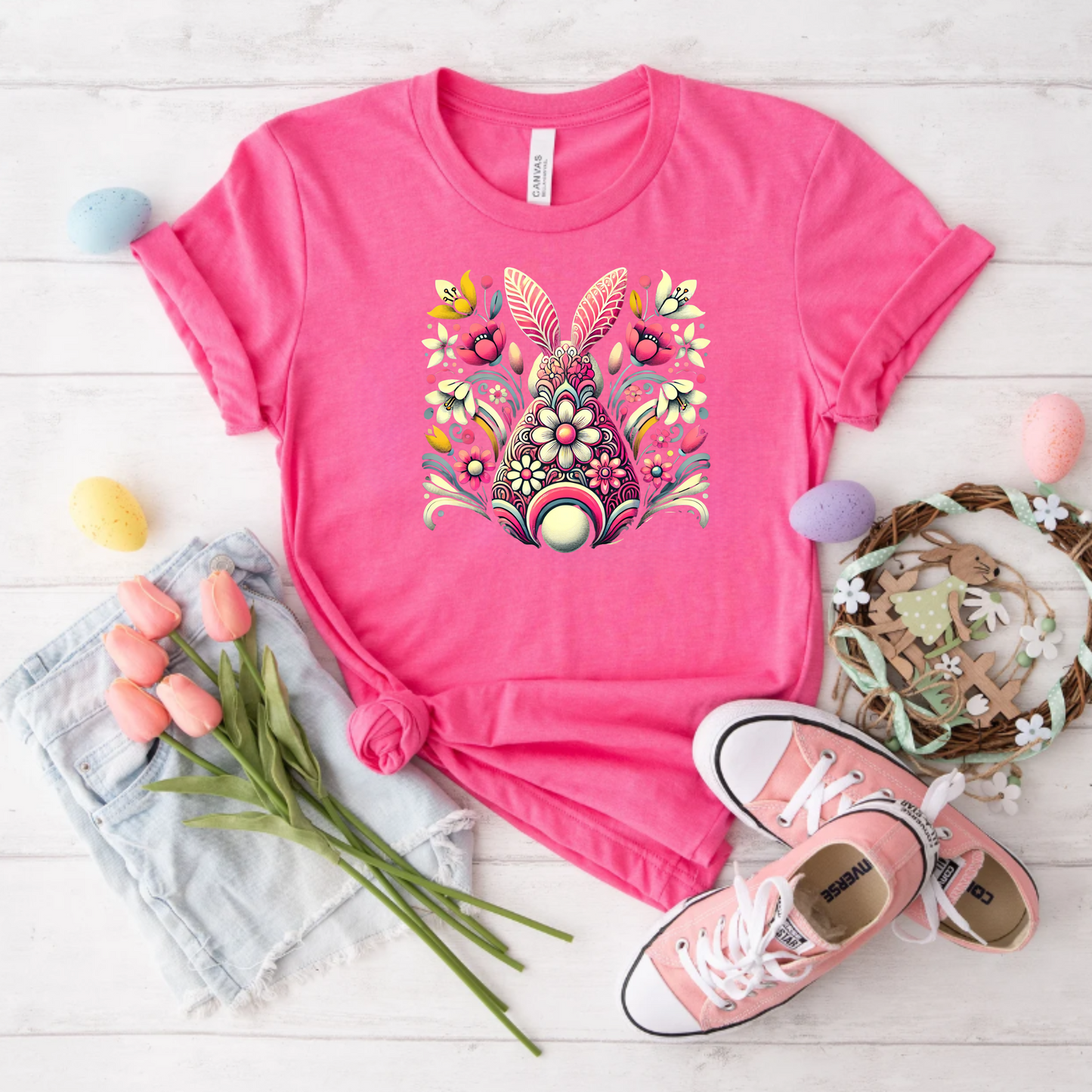 Floral Easter Bunny Tee