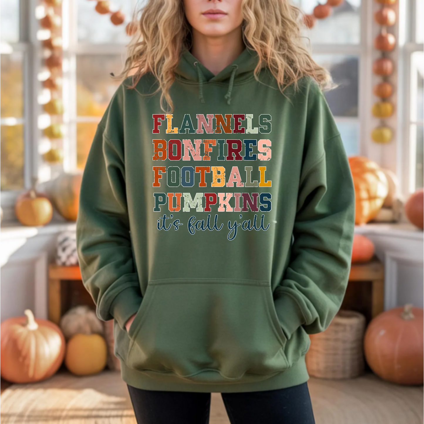 Fall Vibes Hoodie - Flannels, Bonfires, Football, Pumpkins