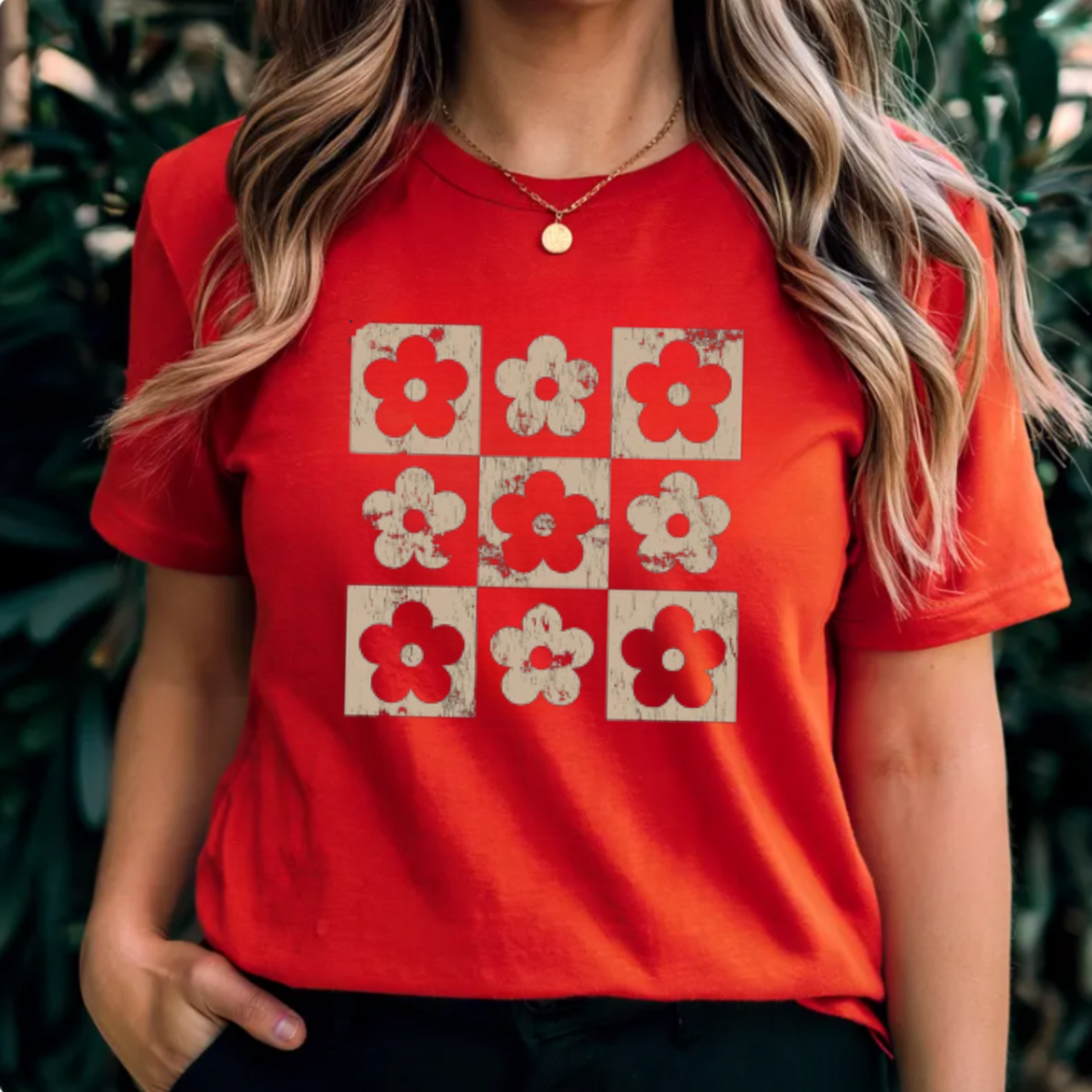 Floral Checkered Tee