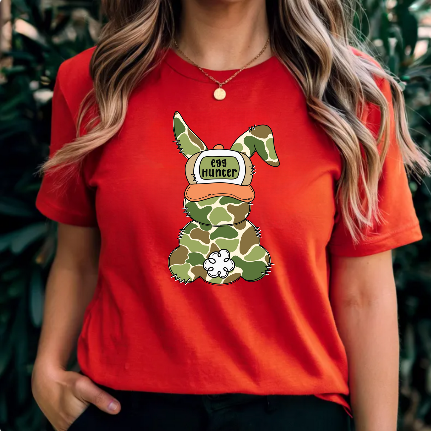 Egg Hunter Tee with Camouflaged Bunny Unisex Shirt