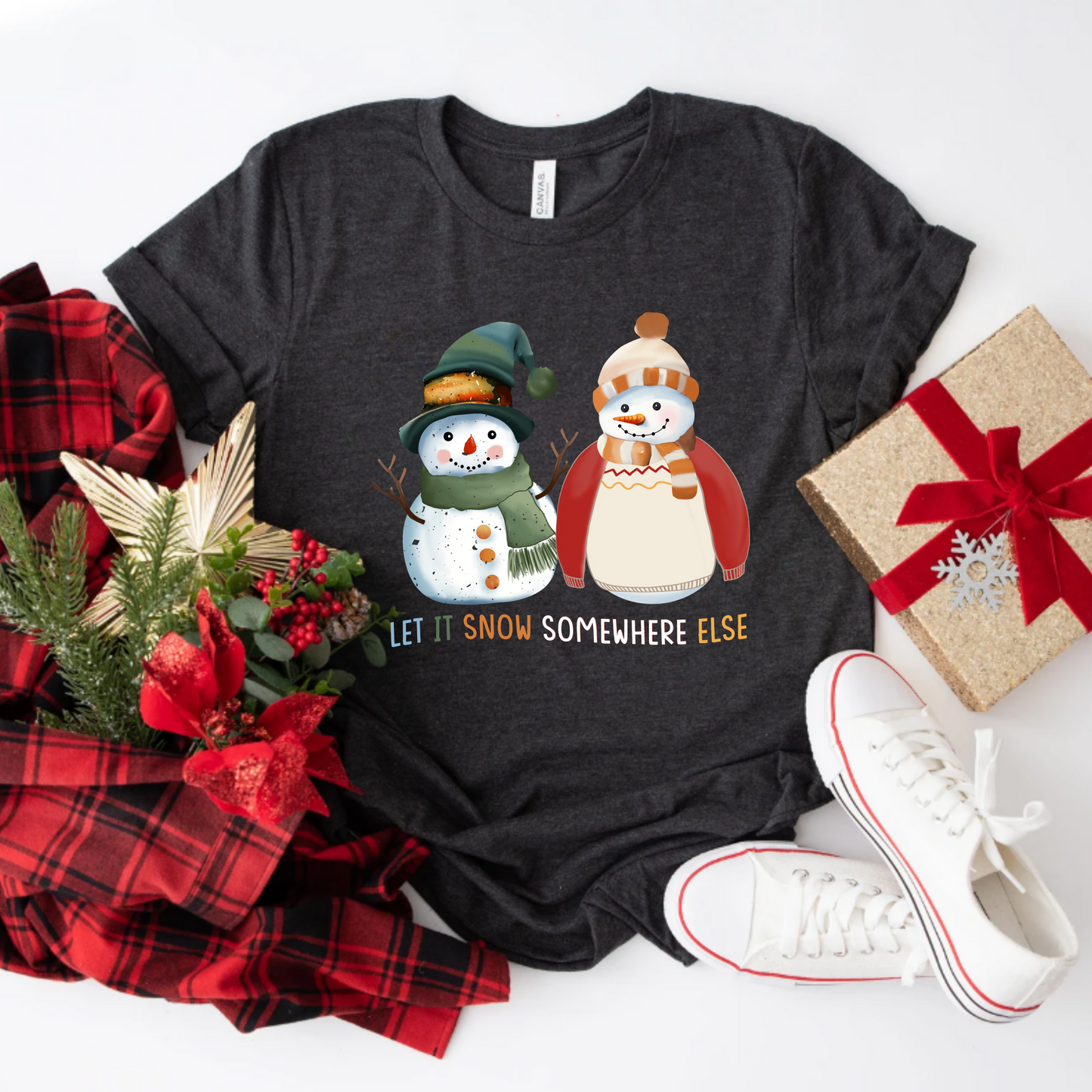 Snowman Unisex T-Shirt - Let It Snow Somewhere Else Design