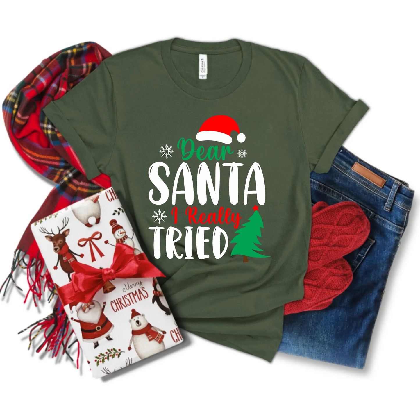 Christmas Dear Santa I really tried Unisex T-Shirt