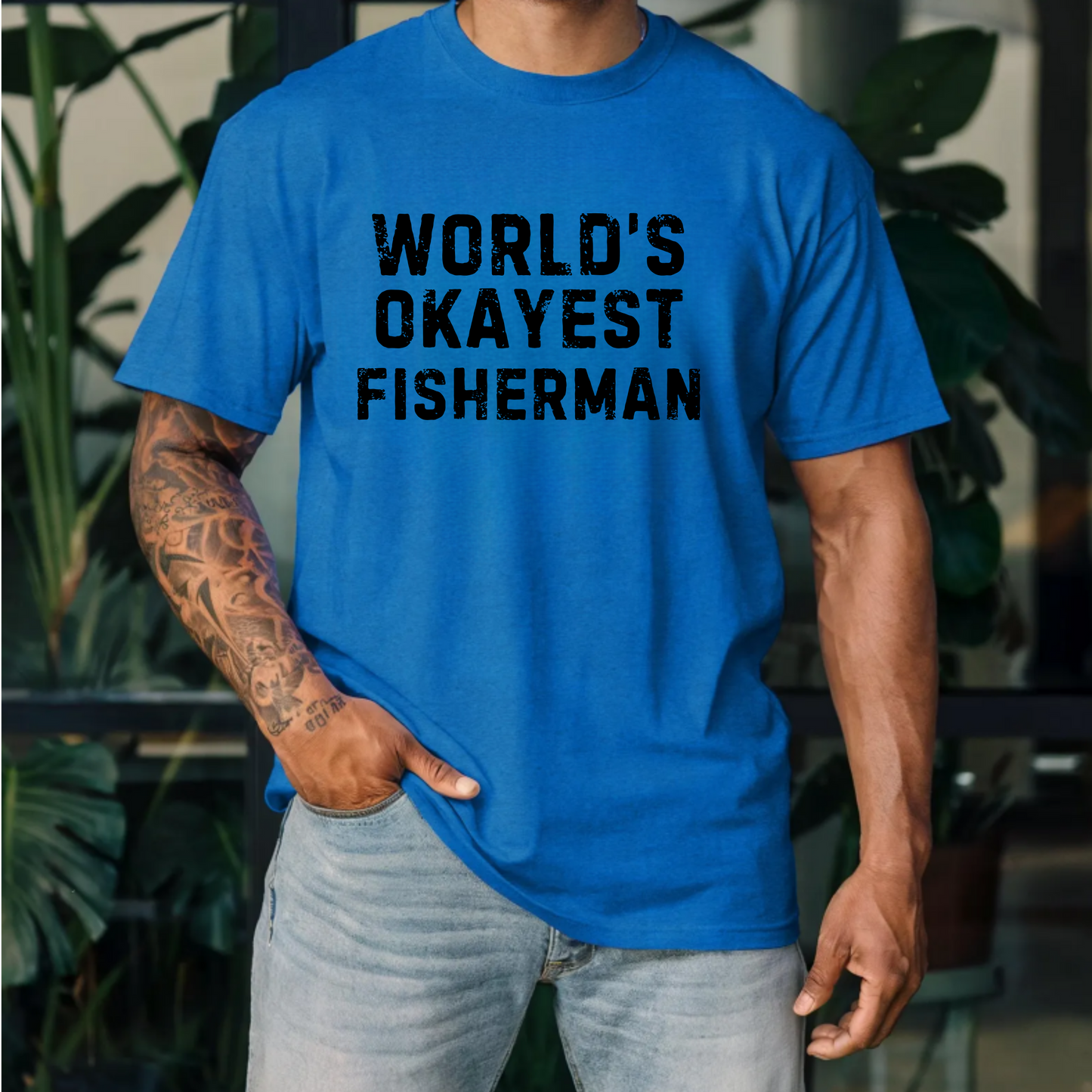 Men's Fishing T-Shirt - World's Okayest Fisherman Tee