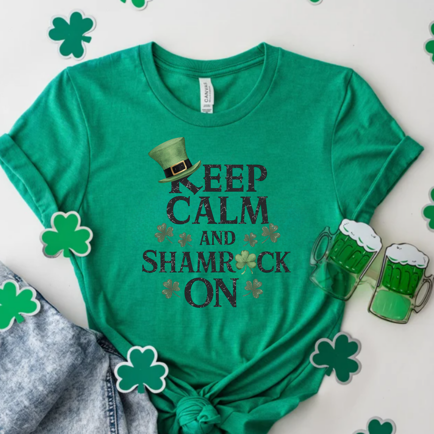 Shamrock T-Shirt - Keep Calm and Shamrock On Shirt