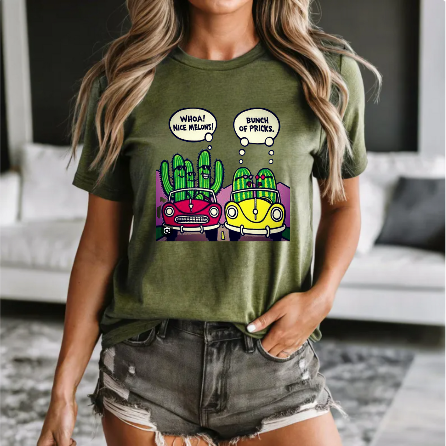 Funny Unisex Tee - Nice Melons Bunch of Pricks Design