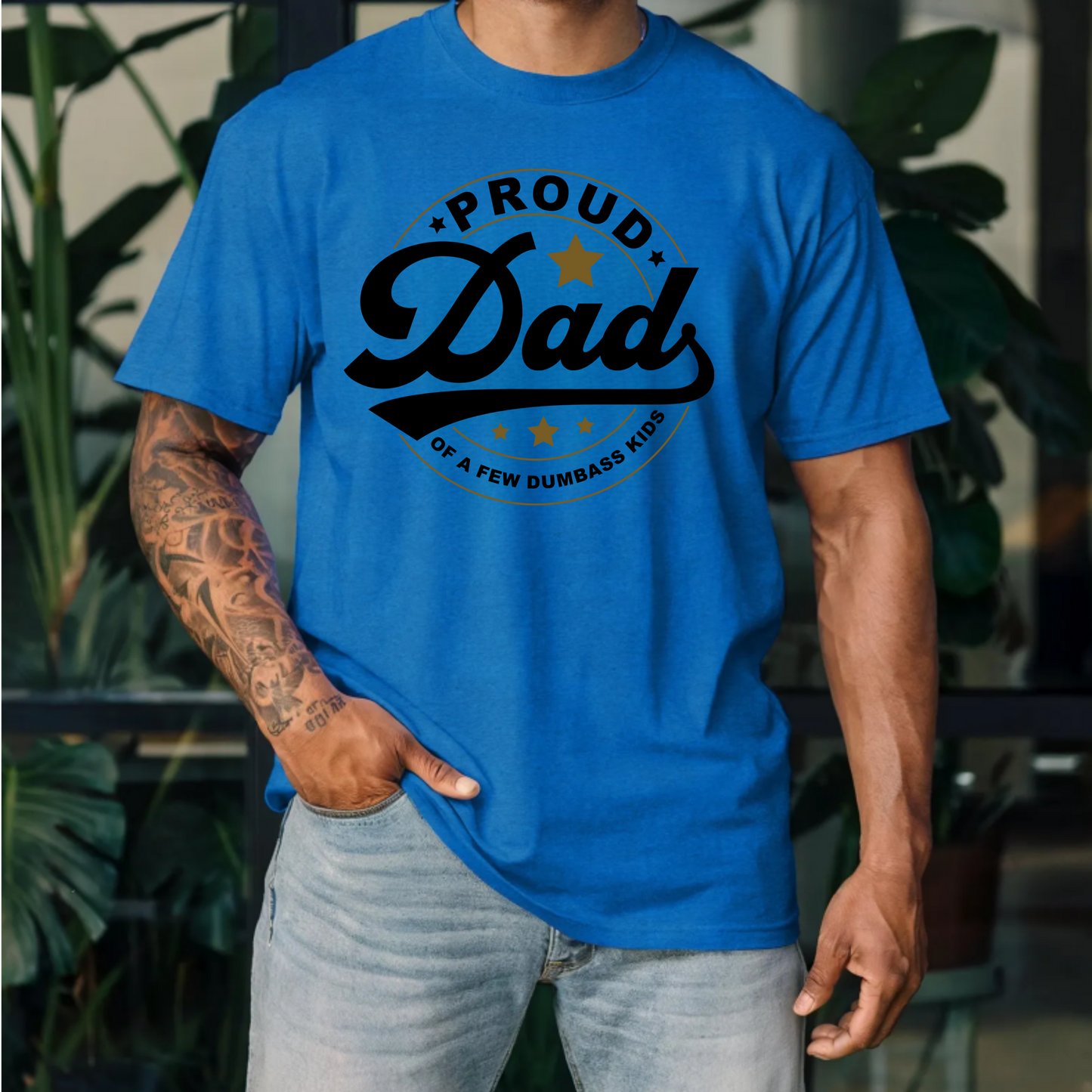Funny Dad Unisex Tee - 'Proud dad of a few dumbass kids'