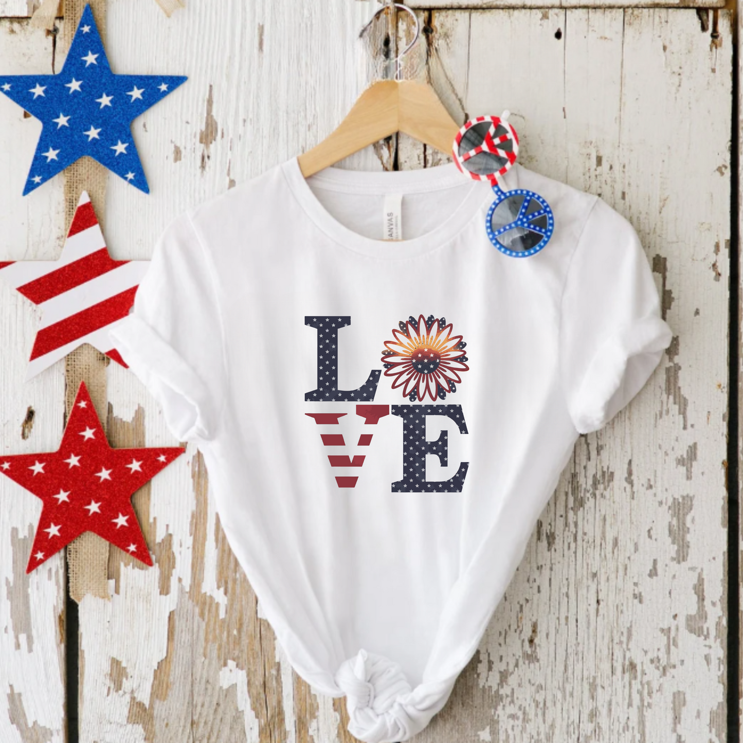 Floral Patriotic 'Love' Unisex Tee