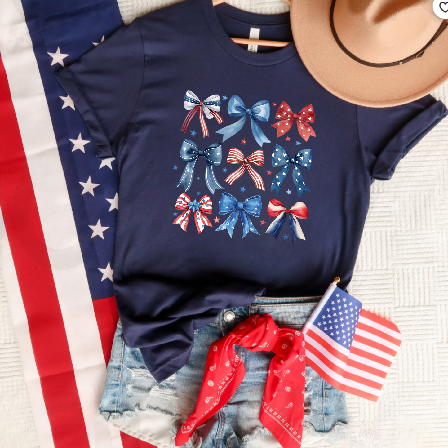 T-Shirt Patriotic Bows Unisex Jersey Tee