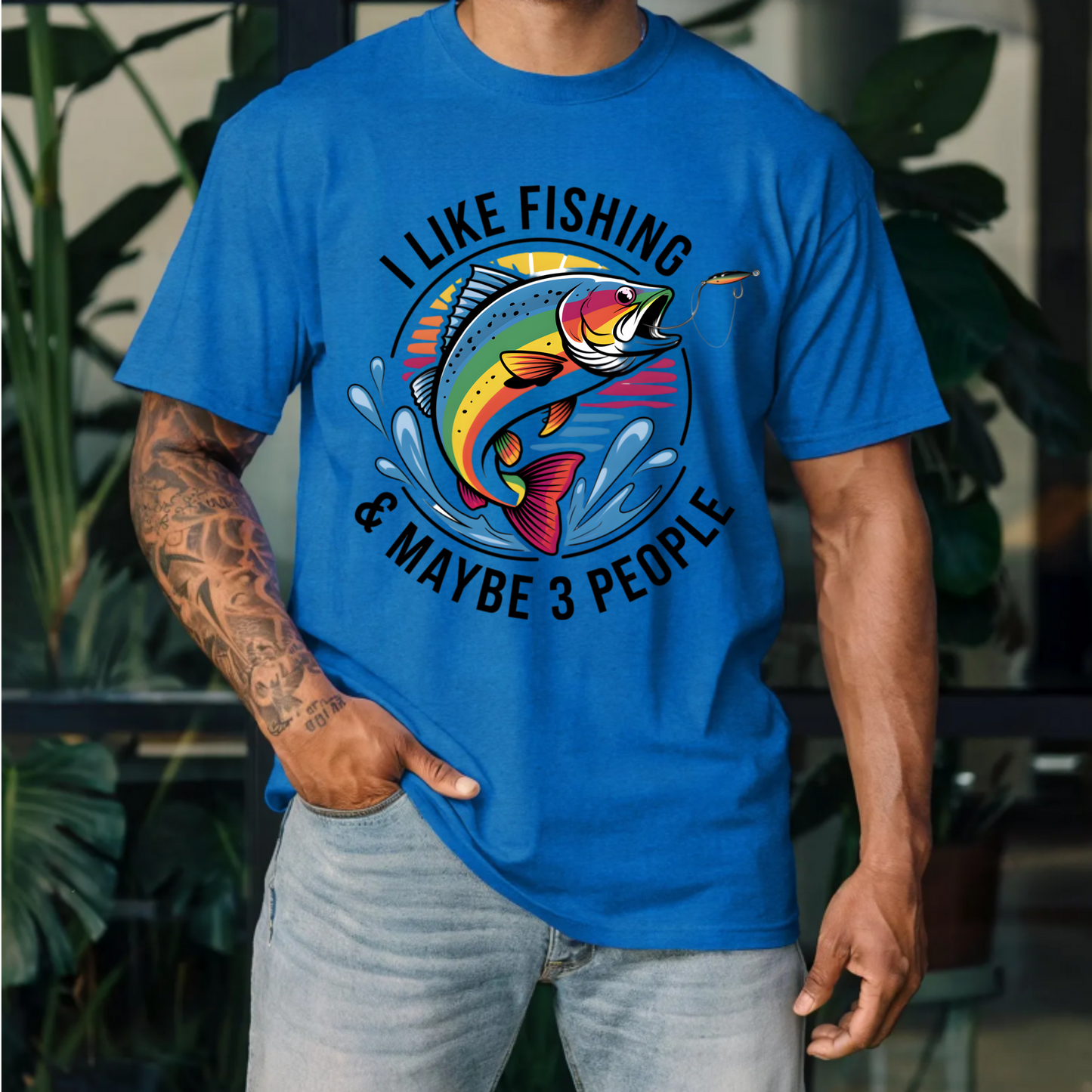 Fishing Lover Unisex Tee - 'I like fishing and about 3 people'