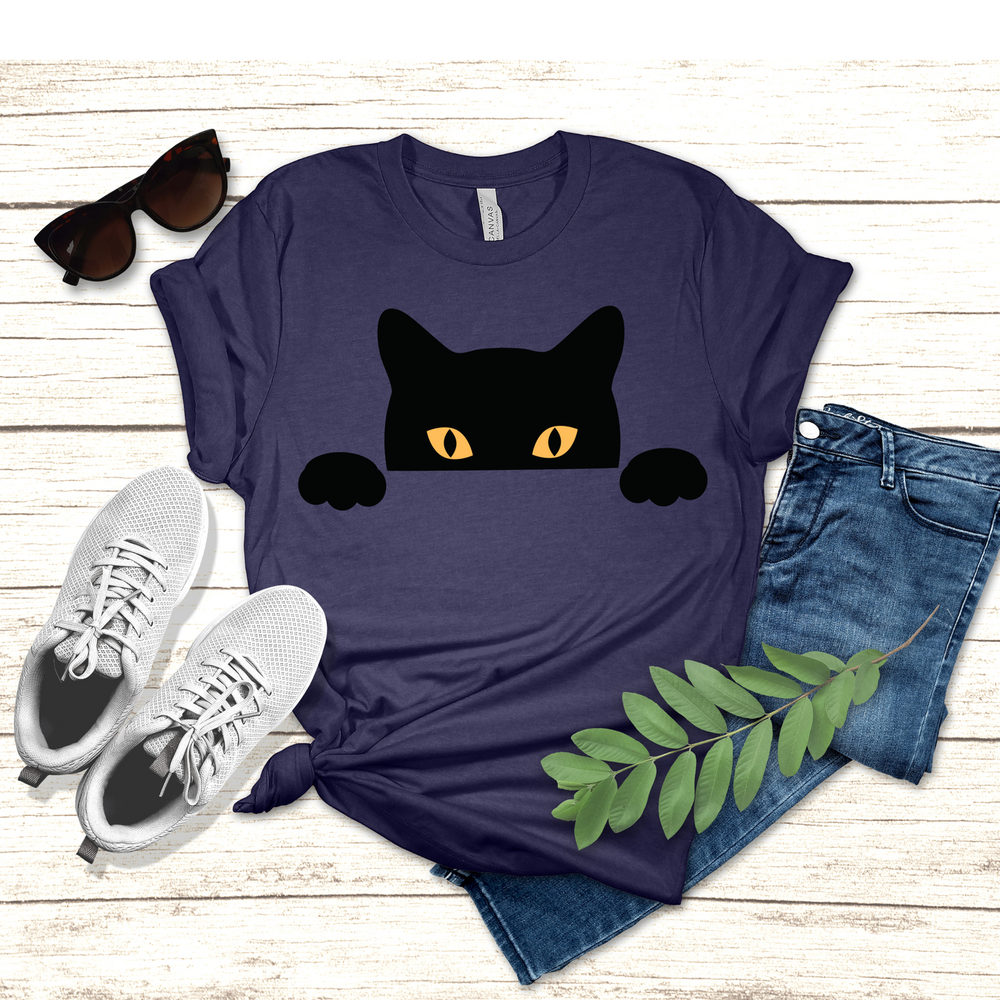 Peeking Black Cat Tee