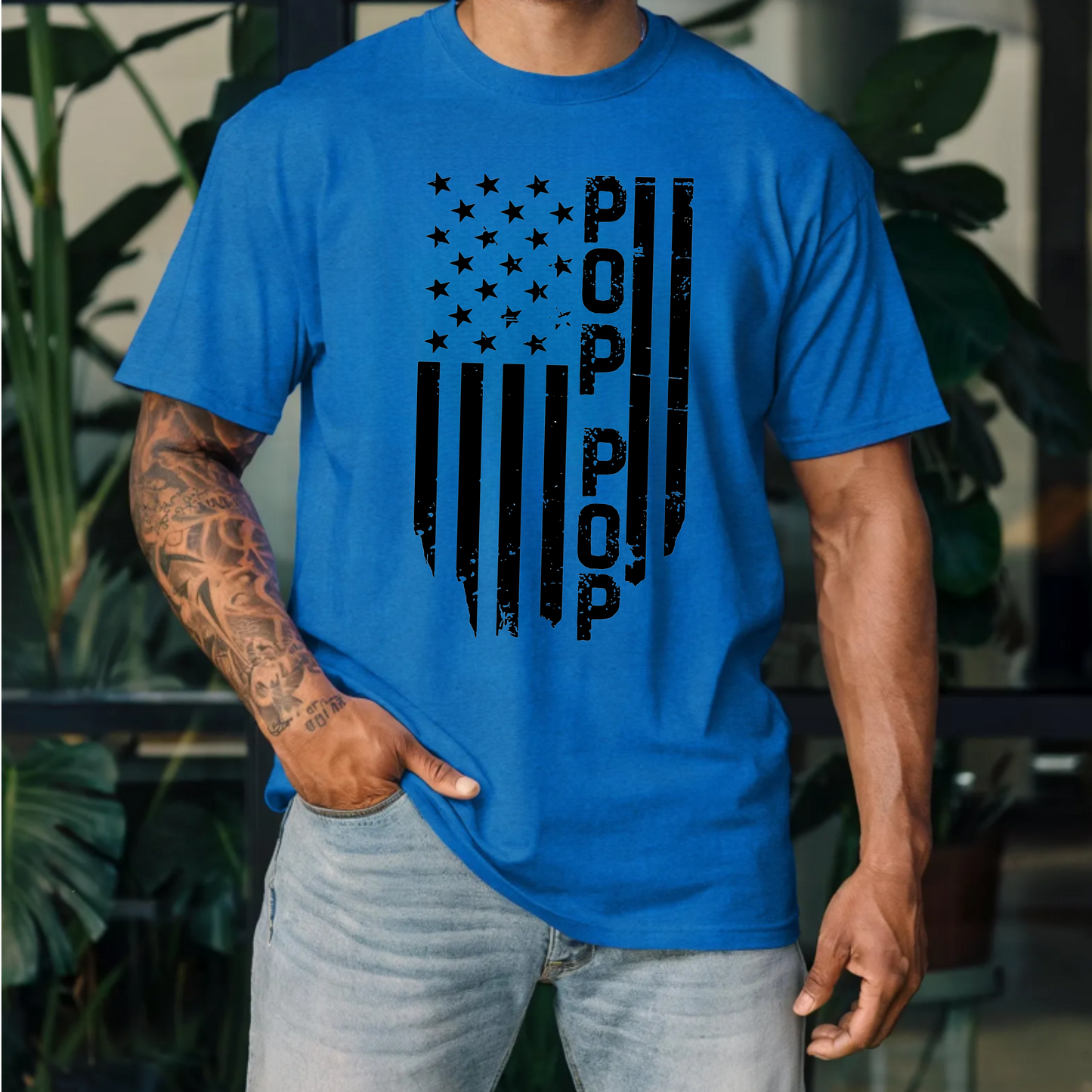 T-shirt - Patriotic Pop Pop and American Flag Design