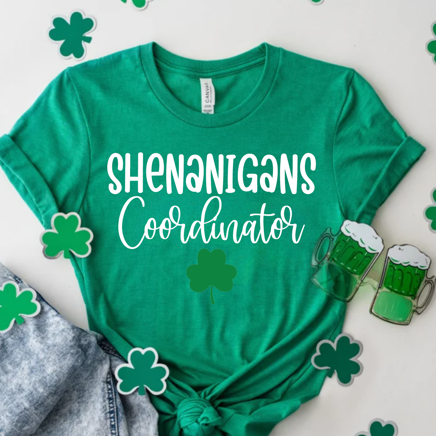 Shenanigans Coordinator Tee with Shamrock Design