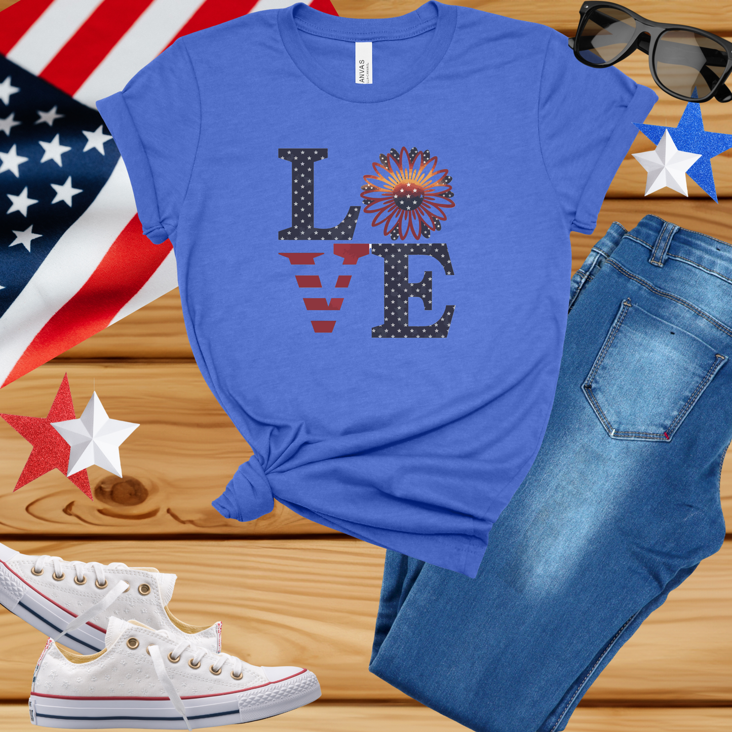 Floral Patriotic 'Love' Unisex Tee