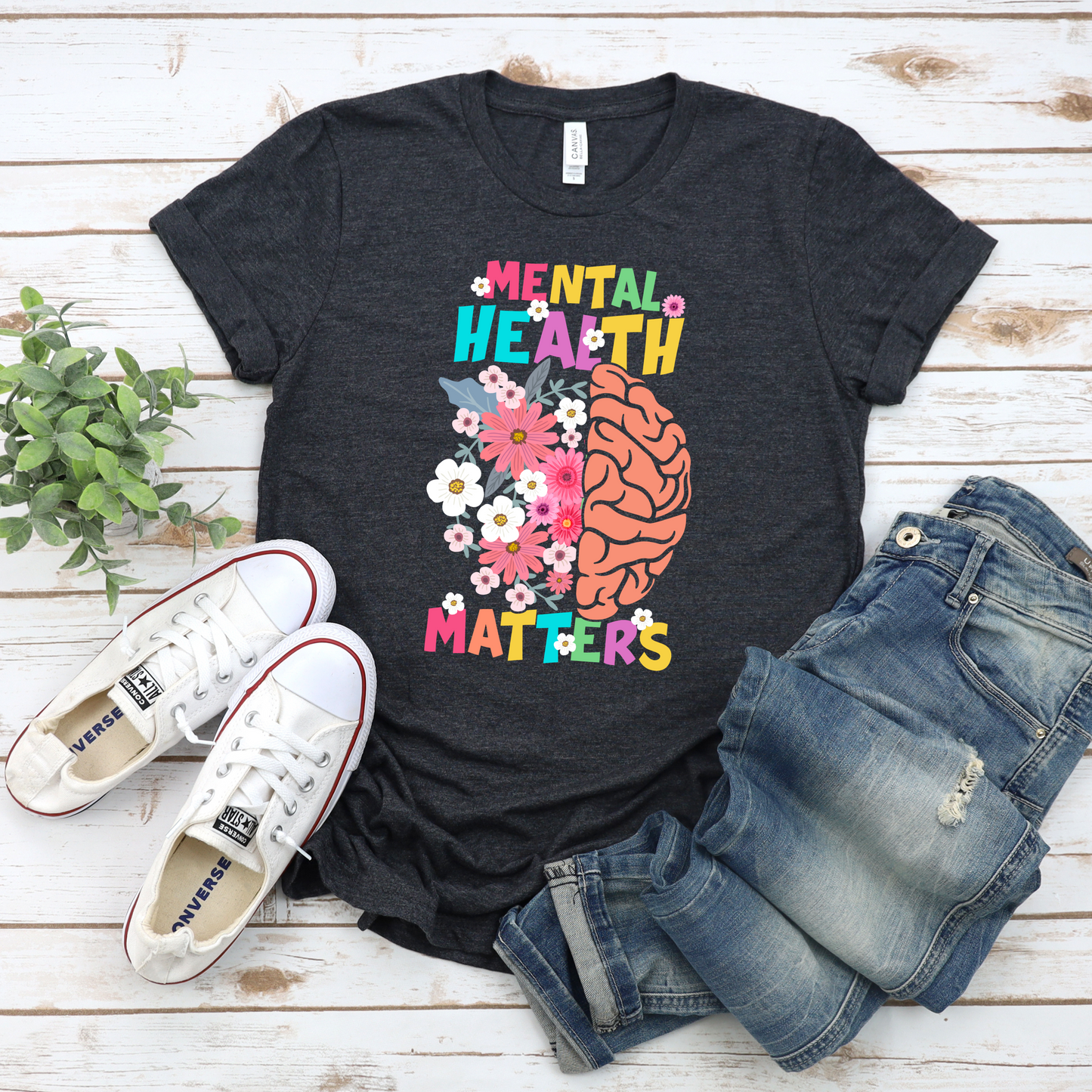 Floral Mental Health Matters Tee
