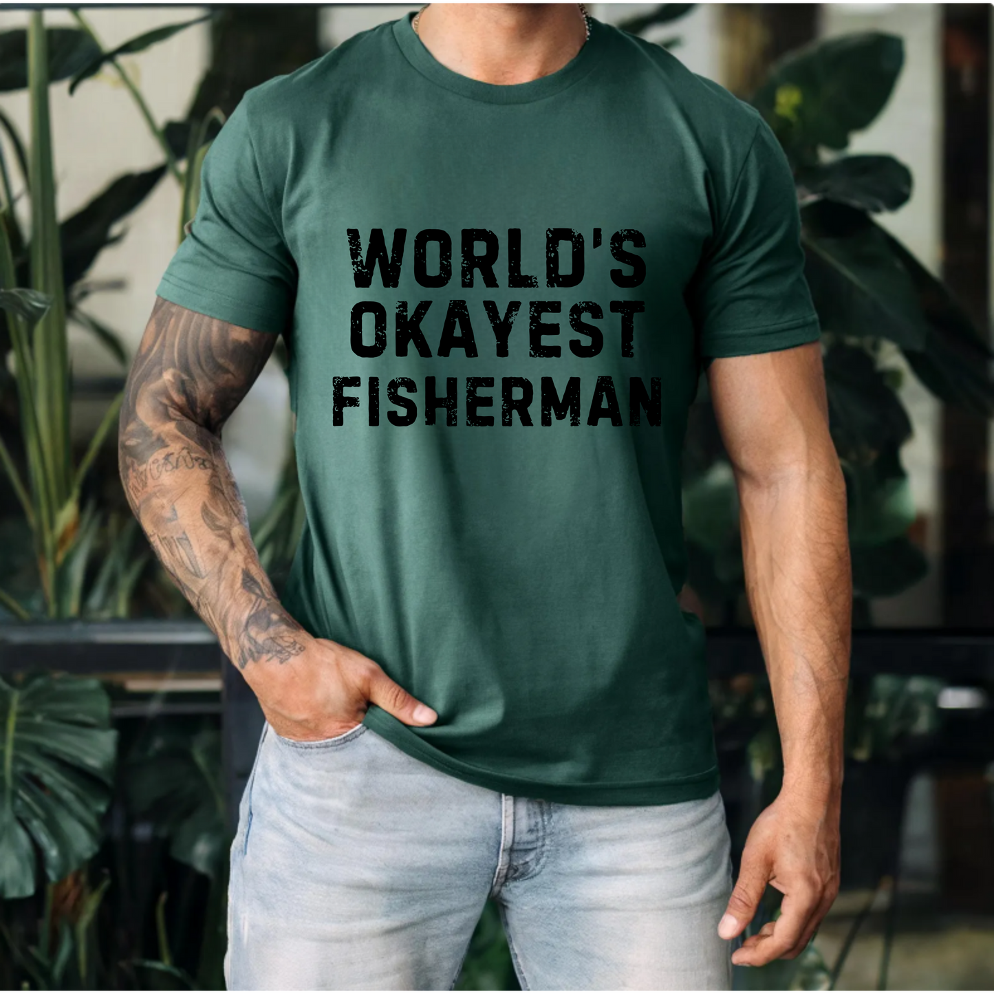 Men's Fishing T-Shirt - World's Okayest Fisherman Tee