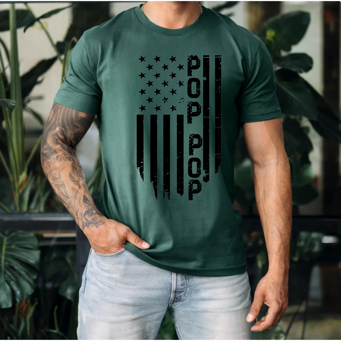 T-shirt - Patriotic Pop Pop and American Flag Design