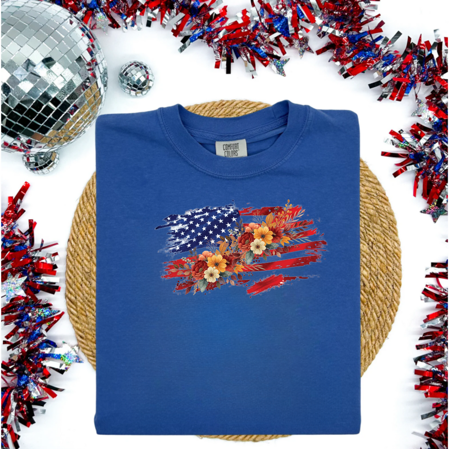 Floral USA Flag Tee