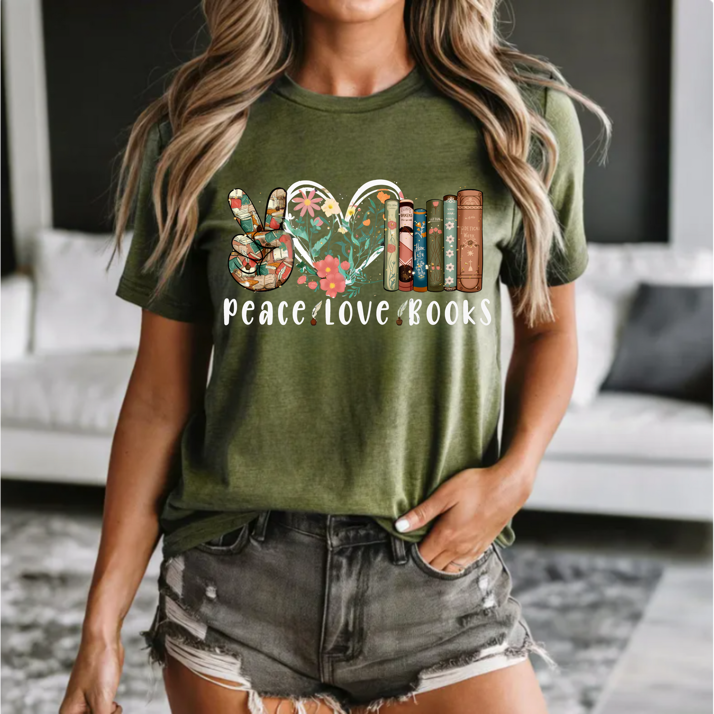 Peace Love Books Unisex Tee