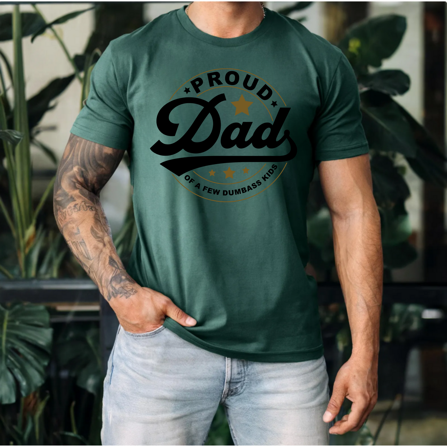 Funny Dad Unisex Tee - 'Proud dad of a few dumbass kids'