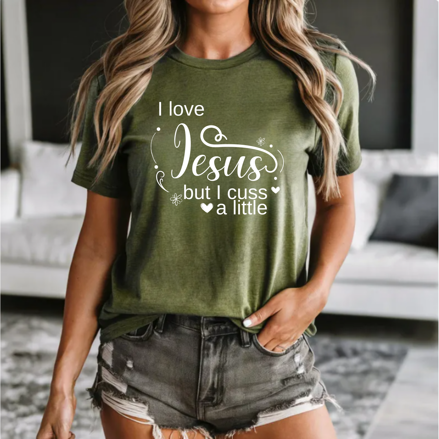 Christian Unisex Tee - I Love Jesus But I Cuss a Little Tee