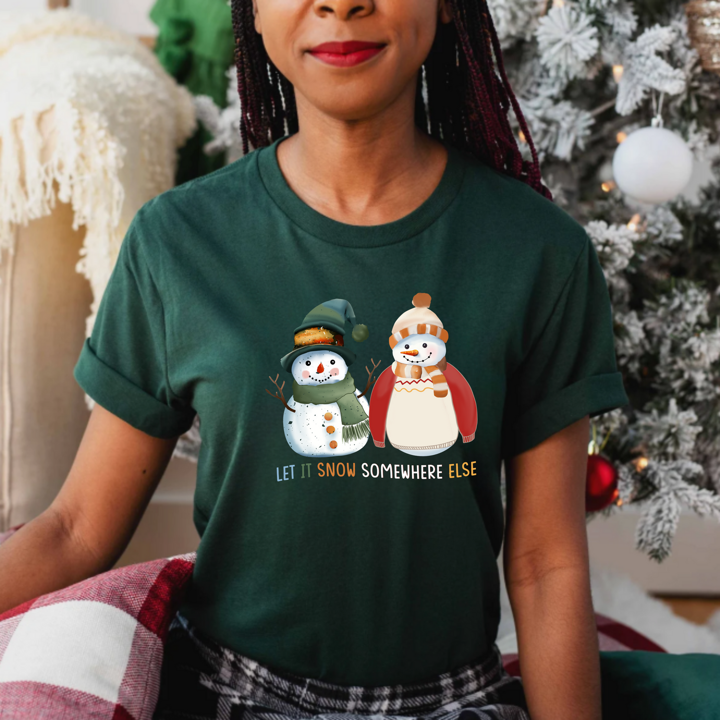 Snowman Unisex T-Shirt - Let It Snow Somewhere Else Design