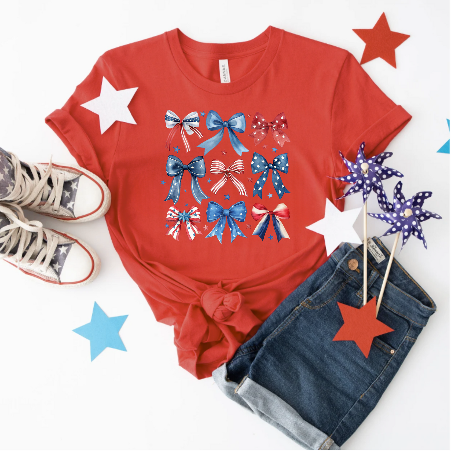 T-Shirt Patriotic Bows Unisex Jersey Tee