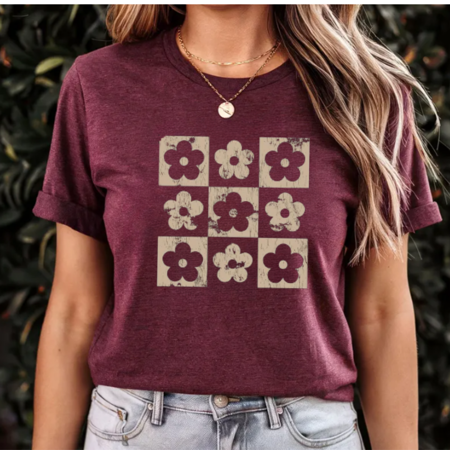 Floral Checkered Tee