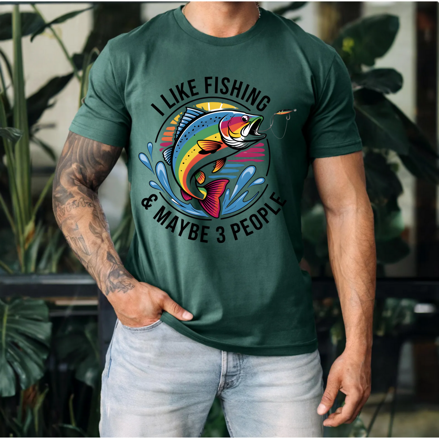 Fishing Lover Unisex Tee - 'I like fishing and about 3 people'