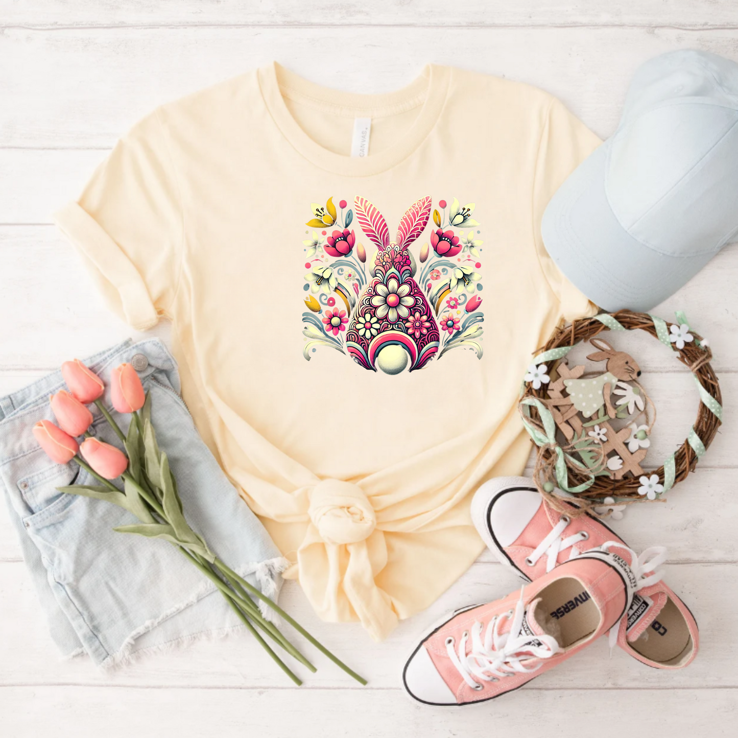 Floral Easter Bunny Tee