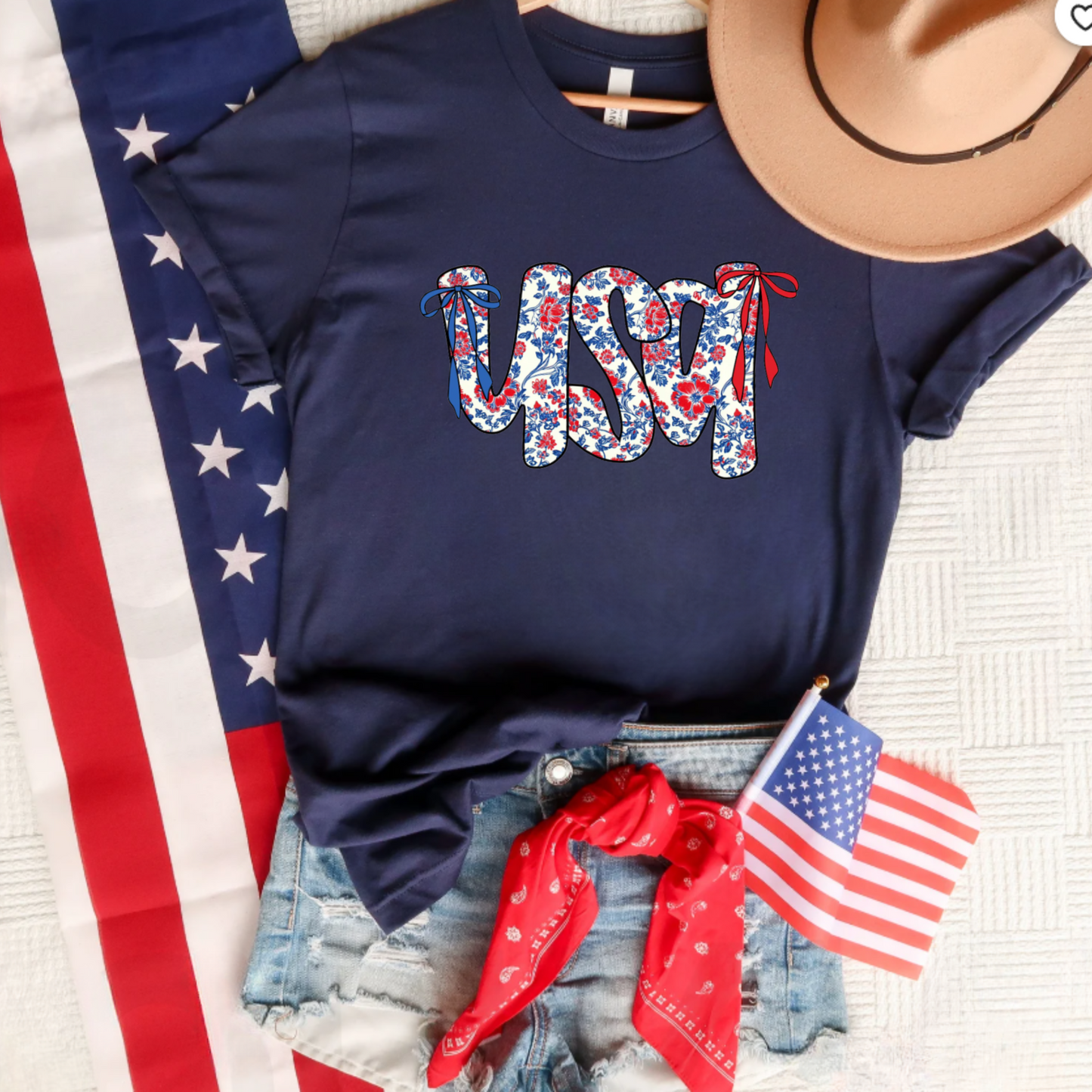 Floral USA Tee