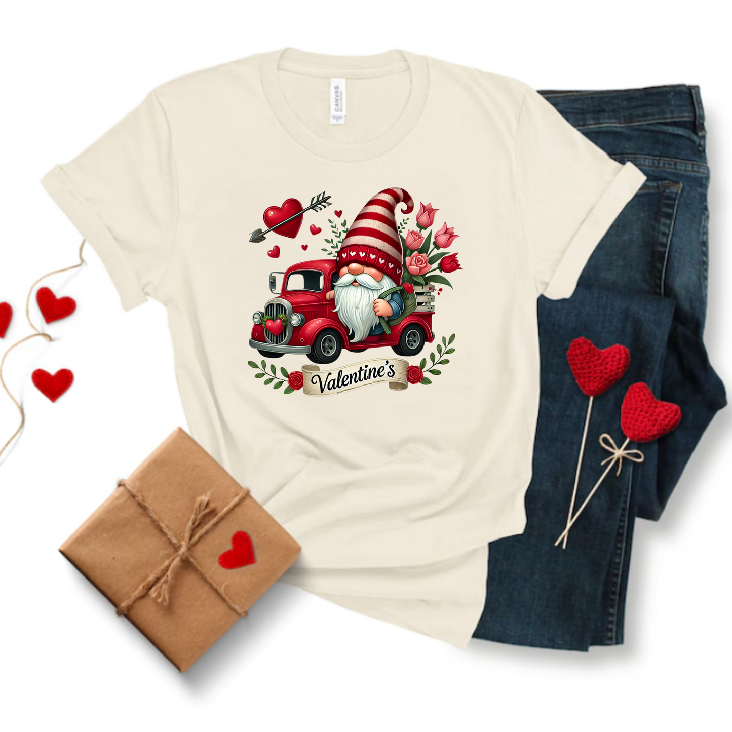 Valentines Day Farm Truck with Gnome