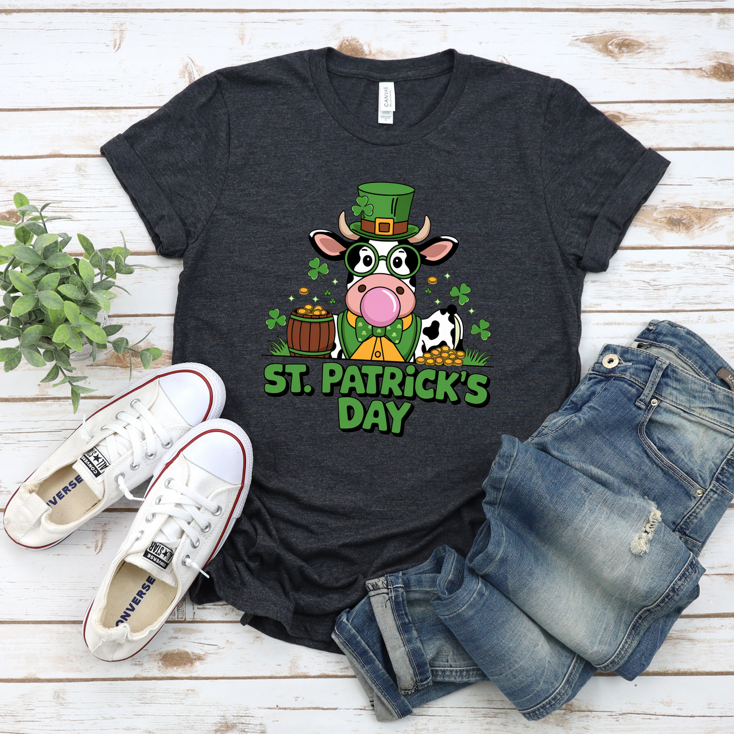 St Patrick's Day Tee with Cow Blowing Bubble